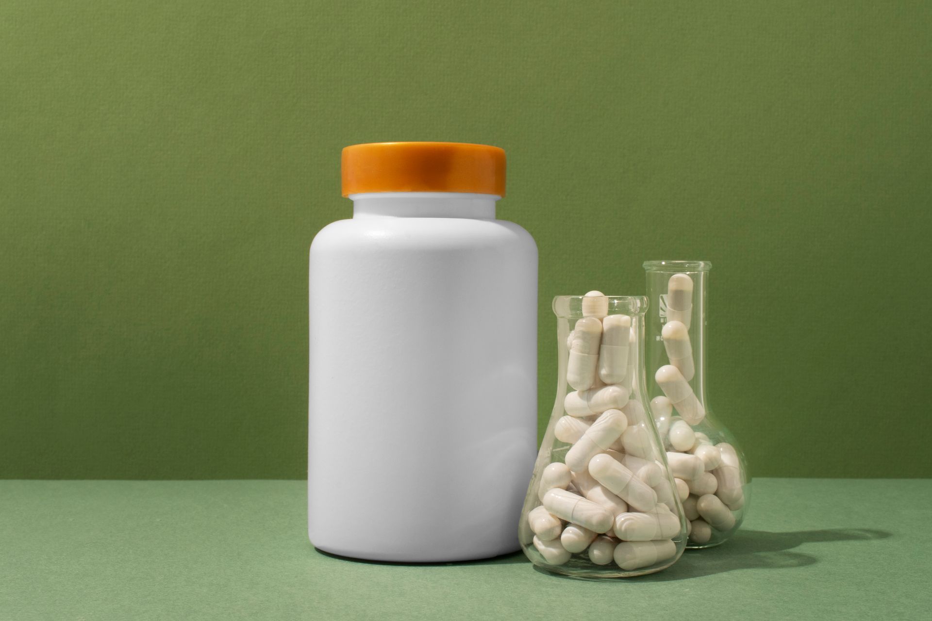 Supplement pill containers still life